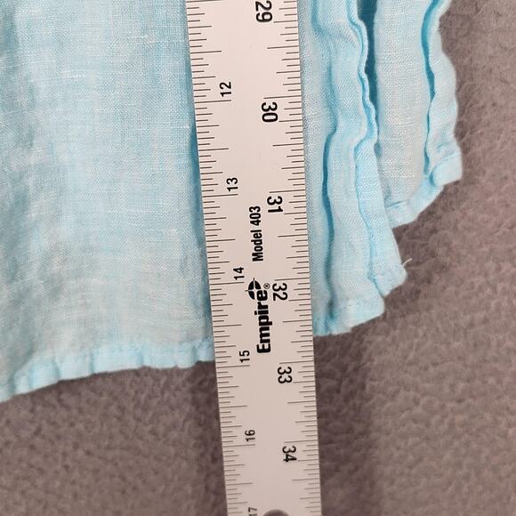 Chico's Linen Shirt Womens Large Size 2 Blue Sleeveless Button Front Tunic Lined - Picture 4 of 12